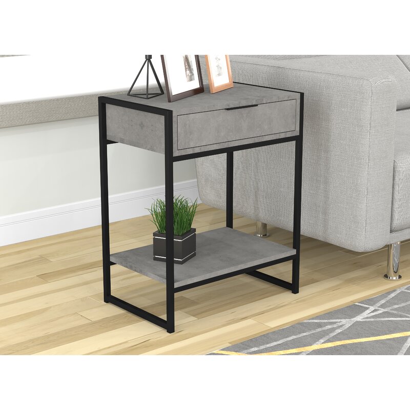 Union Rustic Shamar Metal End Table with Storage & Reviews Wayfair